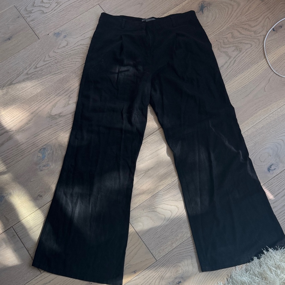 Anthropologie Black Wide Leg Trousers Size 6